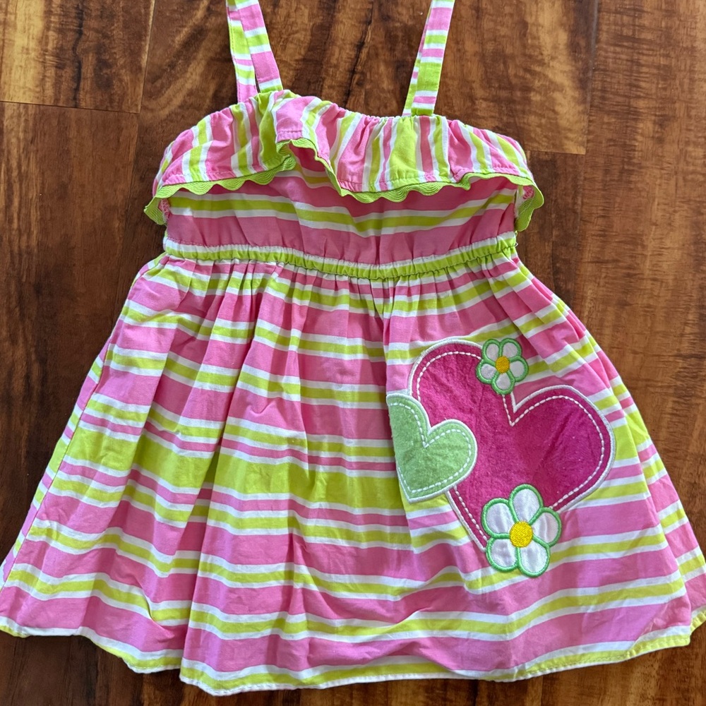 Youngland Pink and Green Baby Dress